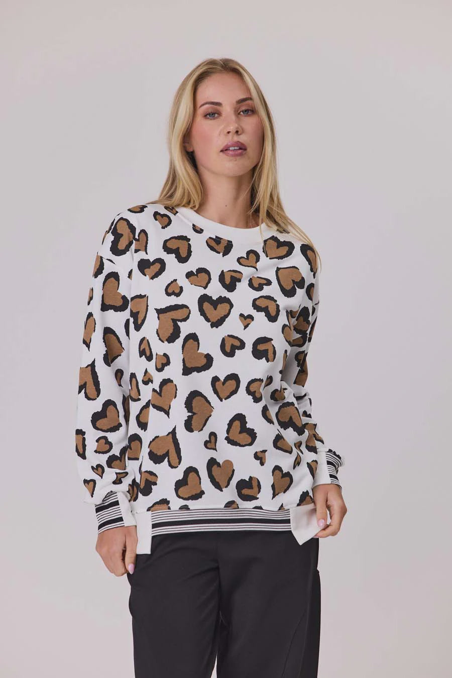 Leopard Print Hearts Sweatshirt