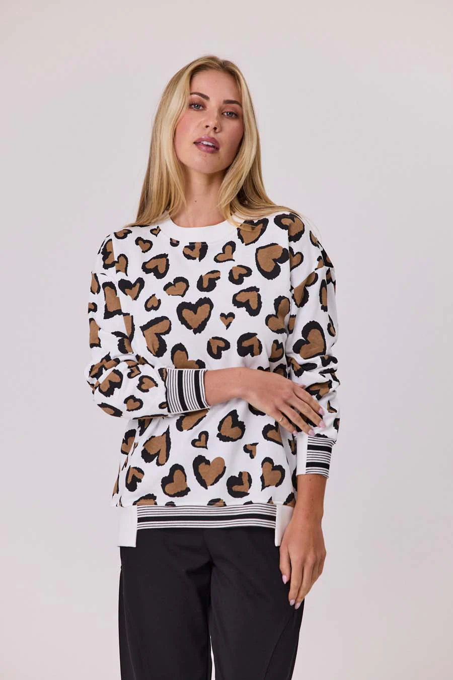 Leopard Print Hearts Sweatshirt