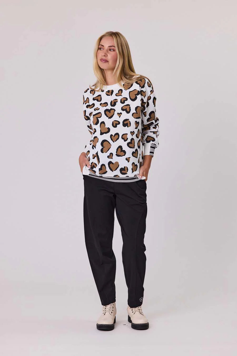 Leopard Print Hearts Sweatshirt