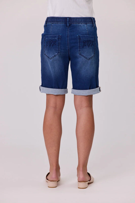 Denim Pearl Trim Shorts