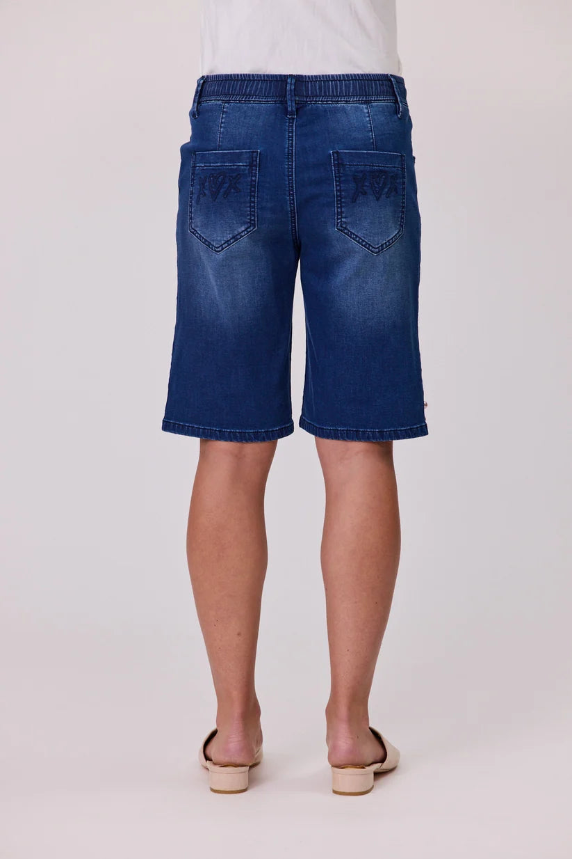 Denim Pearl Trim Shorts