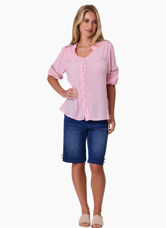 Pretty Braid Trim Top Pink