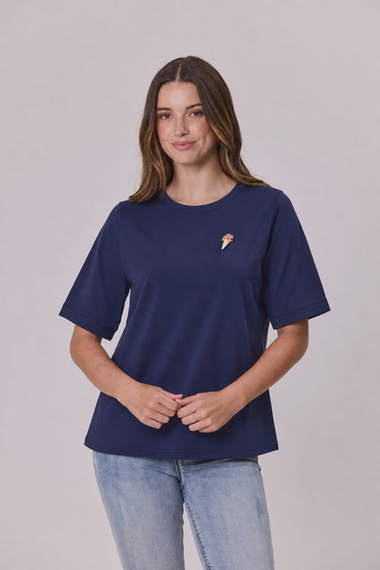 Brooch Tee Navy
