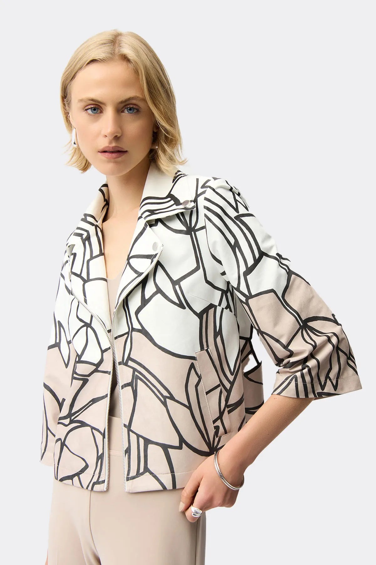 Abstract White & Tan Jacket