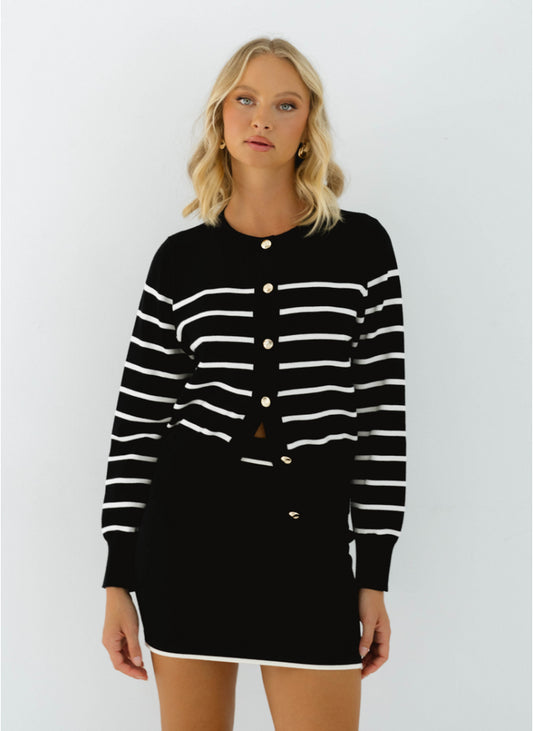 Black Stripe Cardigan