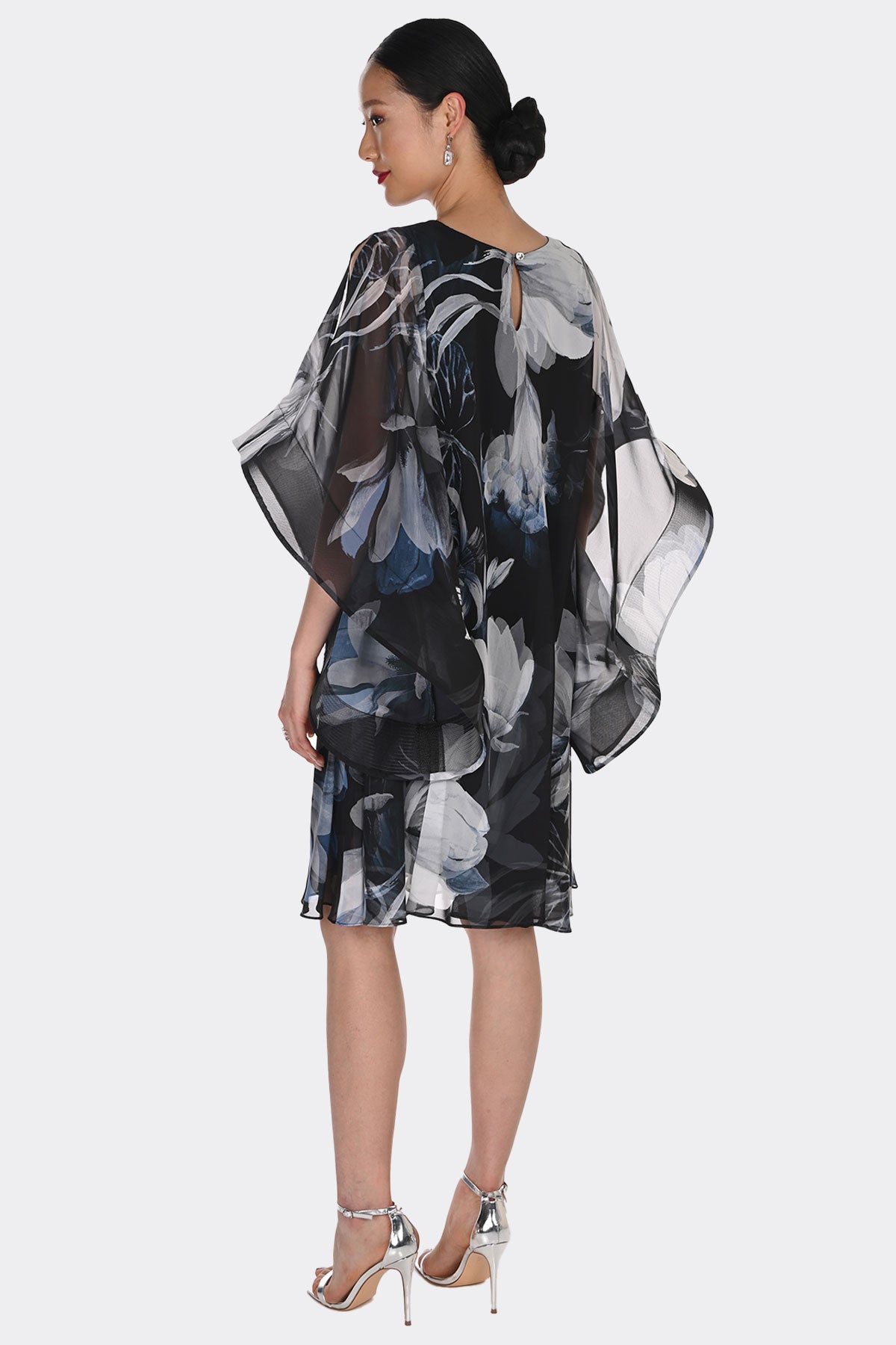 Voluminous Sleeve Floral Cocktail Dress