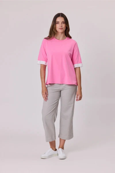 Pink Ruffle Sleeve Tee