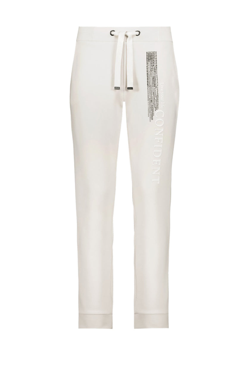 Cream Bedazzled Track Pants