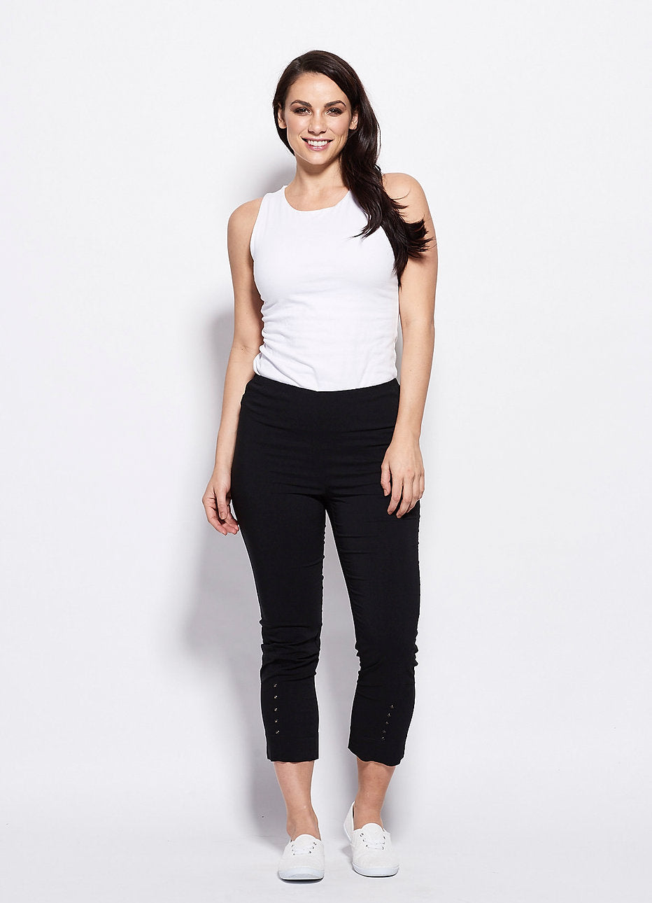 Black 7/8 Eyelet Pants