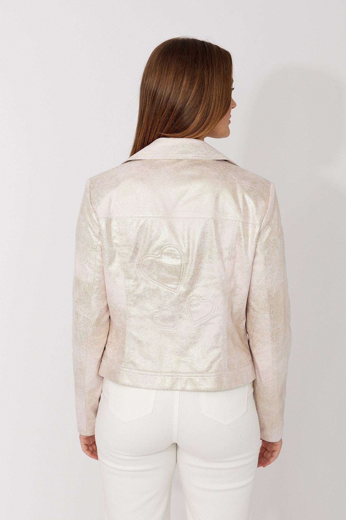 Metallic Heart Moto Jacket