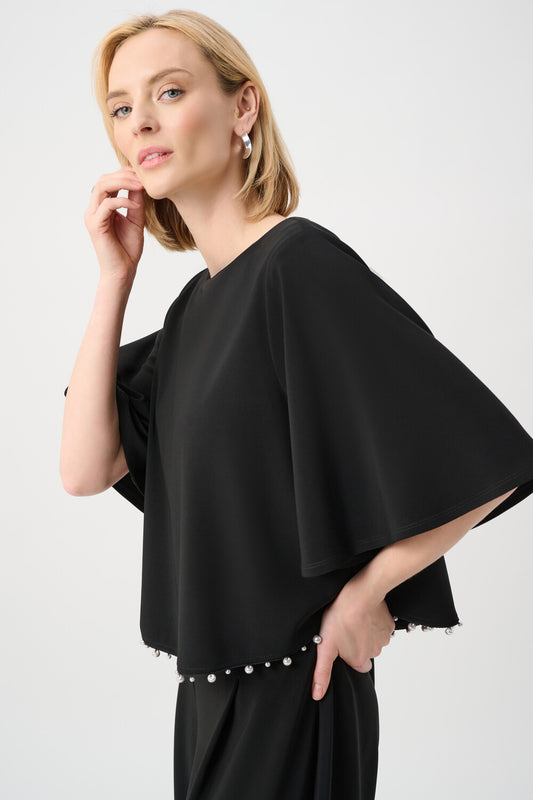 Pearl Embellished Boat Neck Pullover